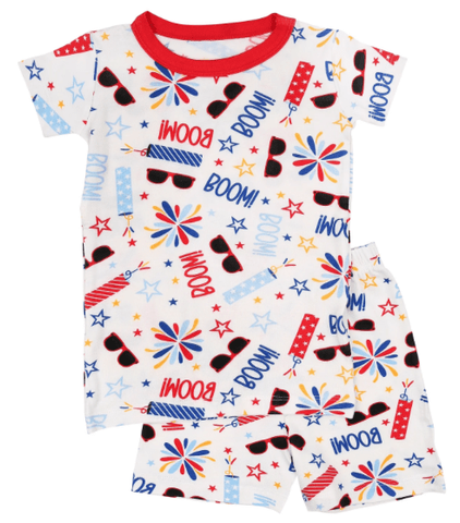 Magnolia Baby Bamboo Short Sleeve w/ shorts PJ Set - Fun Filled 4th - Let Them Be Little, A Baby & Children's Clothing Boutique