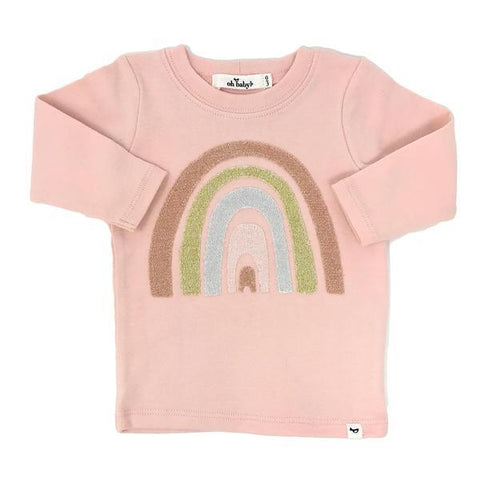 Oh Baby! Long Sleeve Tee - Stardust Rainbow Pale Pink - Let Them Be Little, A Baby & Children's Boutique