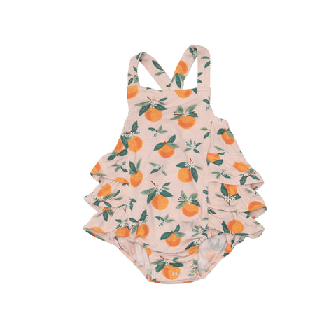 Angel Dear Bamboo Ruffle Sunsuit - Orange Blossoms - Let Them Be Little, A Baby & Children's Clothing Boutique