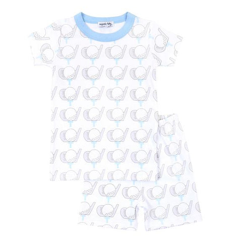 Magnolia Baby Short Sleeve w/ shorts  PJ Set - Golf Blue - Let Them Be Little, A Baby & Children's Boutique