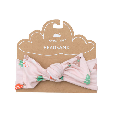 Angel Dear Bamboo Headband - Gingerbread Sleigh Pink - Let Them Be Little, A Baby & Children's Clothing Boutique