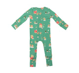 Angel Dear 2 Way Zipper Romper - Gingerbread Sleigh Green - Let Them Be Little, A Baby & Children's Clothing Boutique