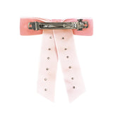 Milledeux Pearl Velvet Bows w/ tails - Pink - Let Them Be Little, A Baby & Children's Boutique