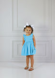Serendipity Ocean Blue Bella Pocket Dress - 2286 Bella Picot Pocket Collection - Let Them Be Little, A Baby & Children's Clothing Boutique