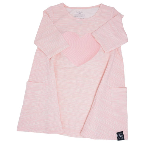 Sweet Bamboo French Terry Dress w/ Heart - Pink Chalk Lines - Let Them Be Little, A Baby & Children's Boutique