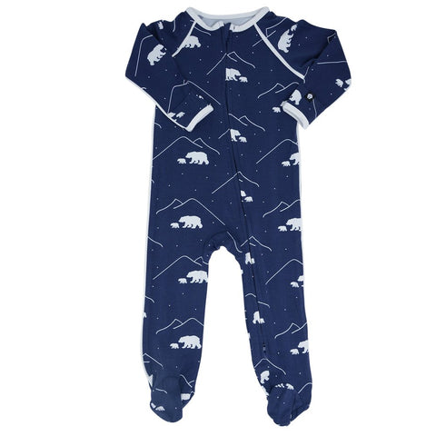 Sweet Bamboo Piped Footie - Polar Bears - Let Them Be Little, A Baby & Children's Boutique