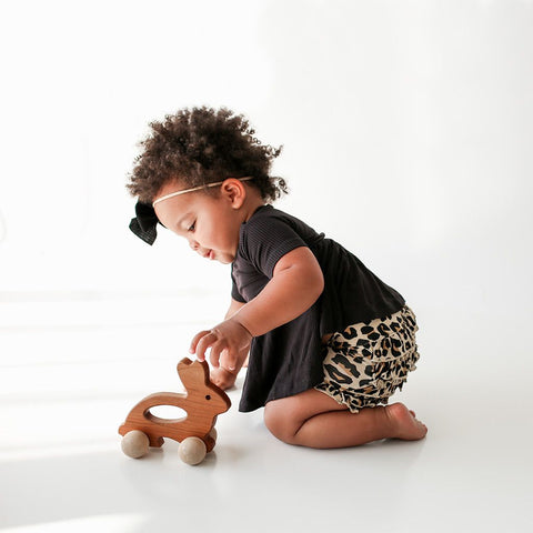 Posh Peanut Ruffled Cap Sleeve Peplum Ruffled Bummie Set - Lana Leopard - Let Them Be Little, A Baby & Children's Boutique