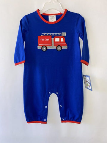 Three Sisters Knit Applique Romper - Firetruck - Let Them Be Little, A Baby & Children's Clothing Boutique