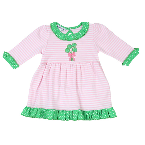 Magnolia Baby Long Sleeve Applique Dress - Lucky Bouquet - Let Them Be Little, A Baby & Children's Clothing Boutique