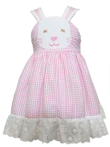 Cotton Kids Applique Dress - Bunny Ear Seersucker - Let Them Be Little, A Baby & Children's Clothing Boutique