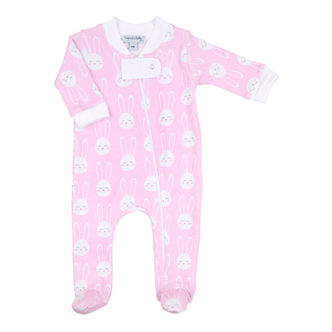 Magnolia Baby Printed Zipper Footie - All Ears Pink - Let Them Be Little, A Baby & Children's Clothing Boutique