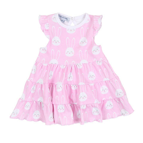 Magnolia Baby Printed Flutter Sleeve Tiered Dress - All Ears Pink - Let Them Be Little, A Baby & Children's Clothing Boutique