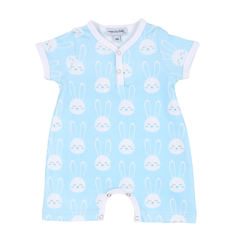 Magnolia Baby Printed Short Playsuit - All Ears Blue - Let Them Be Little, A Baby & Children's Clothing Boutique