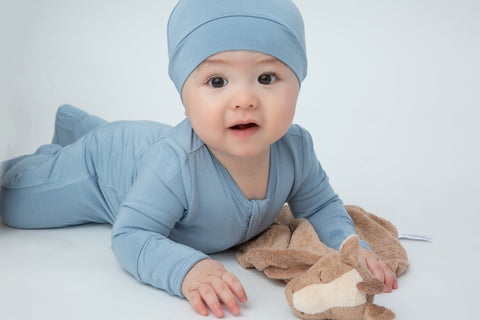 Angel Dear Solid Basics Zipper Footie - Blue Fog - Let Them Be Little, A Baby & Children's Boutique