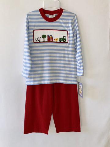 Three Sisters Smocked Pants Set - Farmland - Let Them Be Little, A Baby & Children's Clothing Boutique