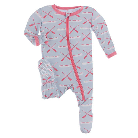 Kickee Pants Print Footie with Zipper - Dew Paddles and Canoe - Let Them Be Little, A Baby & Children's Boutique