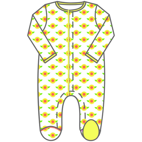 Magnolia Baby Printed Footie - Sunflower - Let Them Be Little, A Baby & Children's Boutique