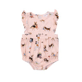 Angel Dear Bamboo Ruffle Sunsuit - Doggy Daycare Pink - Let Them Be Little, A Baby & Children's Clothing Boutique
