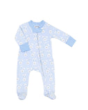Magnolia Baby Printed Zipper Footie - Bunnies Blue - Let Them Be Little, A Baby & Children's Boutique