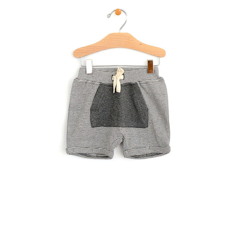 City Mouse Kangaroo Pocket Shorts - Dark Melange - Let Them Be Little, A Baby & Children's Boutique