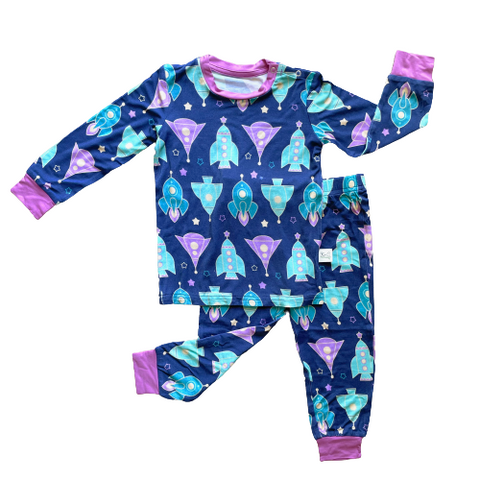 Kozi & Co Long Sleeve PJ Set - Blast Off Girl - Let Them Be Little, A Baby & Children's Clothing Boutique