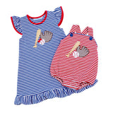 Trotter Street Kids Sunsuit - Baseball Applique - Let Them Be Little, A Baby & Children's Clothing Boutique