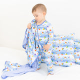 Macaron + Me Triple Layer Stroller Blanket - Beach Balls / Seersucker Stripe - Let Them Be Little, A Baby & Children's Clothing Boutique