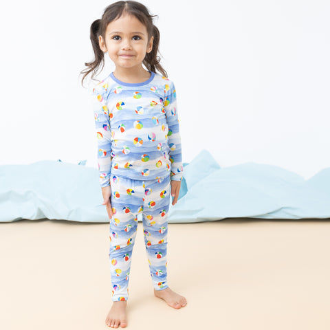 Macaron + Me Long Sleeve Toddler PJ Set - Beach Balls - Let Them Be Little, A Baby & Children's Clothing Boutique