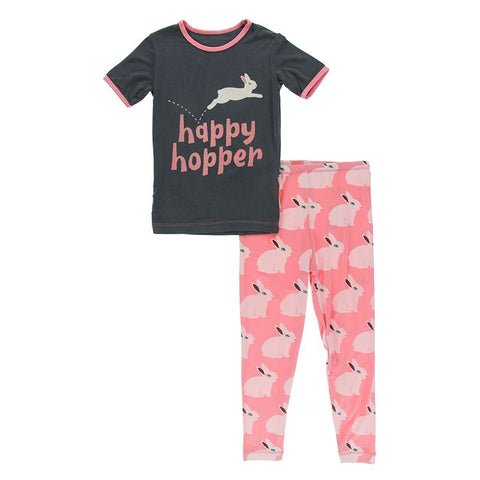 Kickee Pants Short Sleeve Graphic Tee Pajama Set - Strawberry Forest Rabbit - Let Them Be Little, A Baby & Children's Boutique