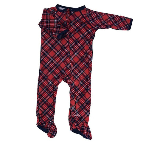 Sweet Bamboo Holiday Zipper Footie - Red Plaid - Let Them Be Little, A Baby & Children's Boutique
