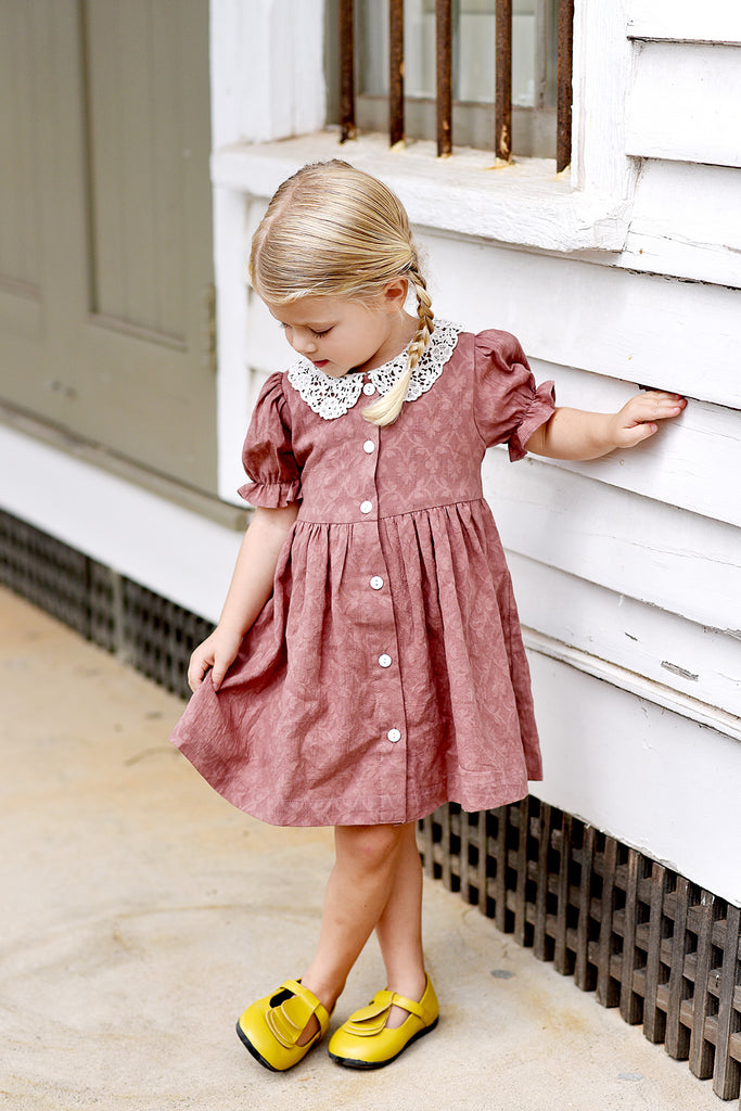 Ren + Rouge Jacquard Dress w/ Lace Collar | Let Them Be Little, A