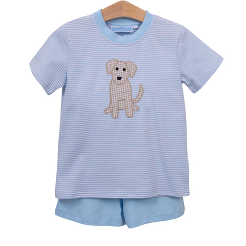 Trotter Street Kids Shorts Set - Dog Applique - Let Them Be Little, A Baby & Children's Clothing Boutique