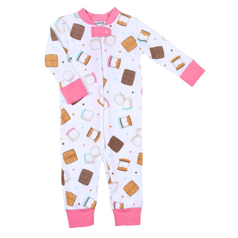 Magnolia Baby Zipped PJ Romper - Smores Pink - Let Them Be Little, A Baby & Children's Clothing Boutique