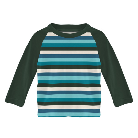 Kickee Pants Print Long Sleeve Easy Fit Crew Neck Raglan Tee - Ice Multi Stripe - Let Them Be Little, A Baby & Children's Clothing Boutique