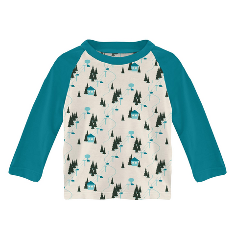 Kickee Pants Print Long Sleeve Easy Fit Crew Neck Raglan Tee - Natural Chairlift - Let Them Be Little, A Baby & Children's Clothing Boutique