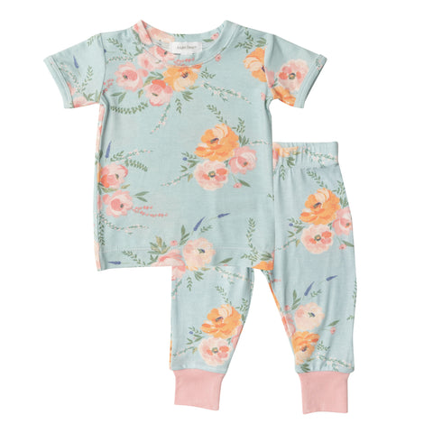 Angel Dear Short Sleeve 2 Piece PJ Set - Peonies - Let Them Be Little, A Baby & Children's Clothing Boutique