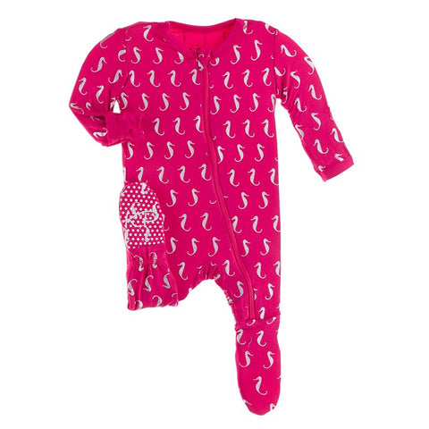 Kickee Pants Print Footie with Zipper - Prickly Pear Mini Seahorses - Let Them Be Little, A Baby & Children's Boutique