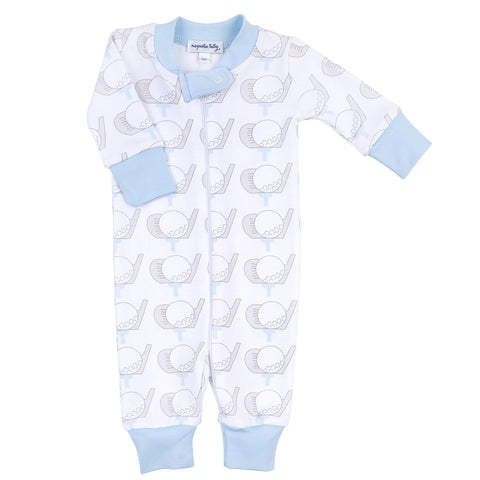 Magnolia Baby Zipped PJ Romper - Golf Blue - Let Them Be Little, A Baby & Children's Clothing Boutique