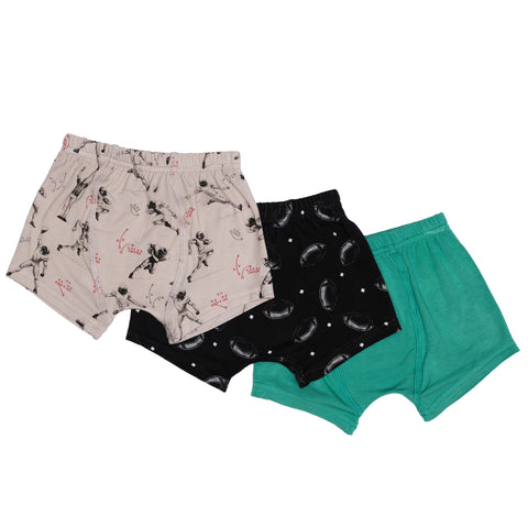 Macaron + Me 3 Pack Boxer Brief - Touchdown / Footballs / Field Green - Let Them Be Little, A Baby & Children's Clothing Boutique