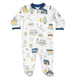 Baby Noomie Zipper Footie - Blue Camping - Let Them Be Little, A Baby & Children's Clothing Boutique
