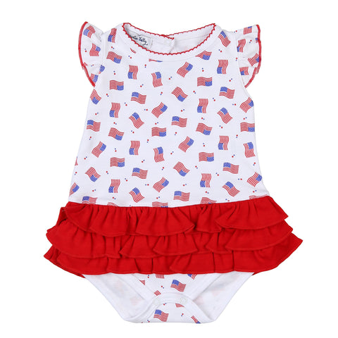 Magnolia Baby Printed Ruffle Flutters Bubble - Tiny Red, White, & Blue - Let Them Be Little, A Baby & Children's Clothing Boutique