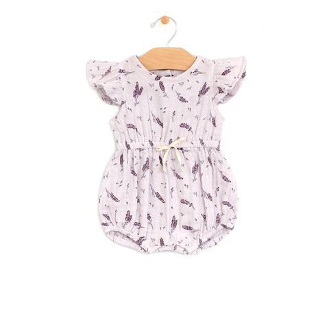 City Mouse Muslin Waist Tie Romper - Lavender - Let Them Be Little, A Baby & Children's Clothing Boutique