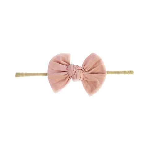 Baby Wisp Knotted Bow on Skinny Nylon Headband  - Dusty Rose - Let Them Be Little, A Baby & Children's Boutique