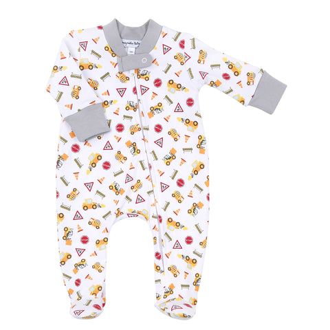 Magnolia Baby Printed Zipper Footie - Under Construction - Let Them Be Little, A Baby & Children's Clothing Boutique