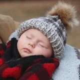 Huggalugs Pom Pom Beanie - Grey Buffalo Check - Let Them Be Little, A Baby & Children's Boutique