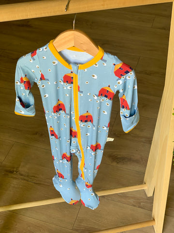 Kozi & Co Zipper Footie - Red Barns PREORDER - Let Them Be Little, A Baby & Children's Boutique