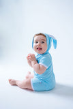 Birdie Bean Short Sleeve Hooded Shortie Romper - Bunny Blue - Let Them Be Little, A Baby & Children's Clothing Boutique