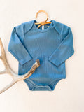 Velvet Fawn Austin Ribbed Bodysuit - Lake PREORDER - Let Them Be Little, A Baby & Children's Clothing Boutique