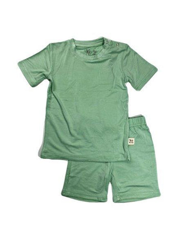 Kozi & Co Short Sleeve PJ Set w/ Shorts - Grasshopper Green - Let Them Be Little, A Baby & Children's Boutique