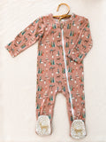 Velvet Fawn Zipper Footie - Silent Night Rose PREORDER - Let Them Be Little, A Baby & Children's Clothing Boutique